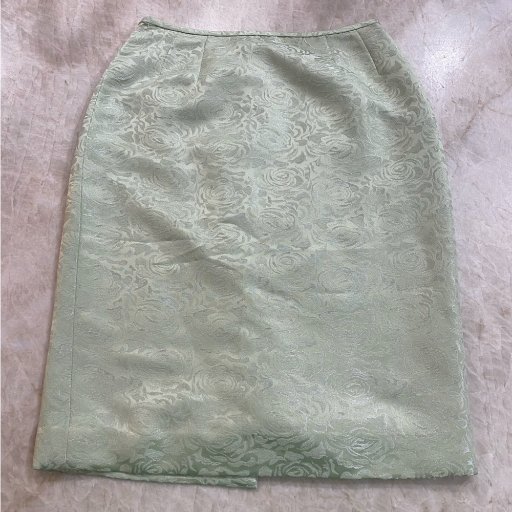 Le Suit metallic mint green pencil skirt size 4